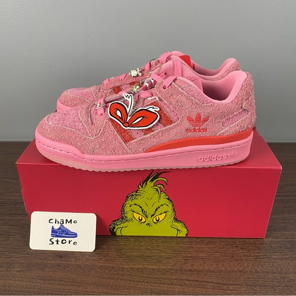 adidas Originals The Grinch  Forum Low CL Pink Suede ID8895 Women's Sz - Picture 3 of 12